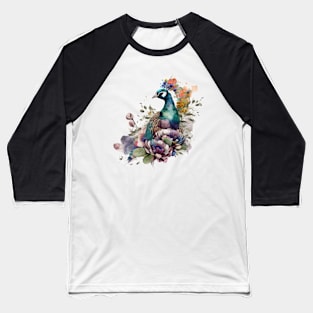 Peacock Floral Baseball T-Shirt